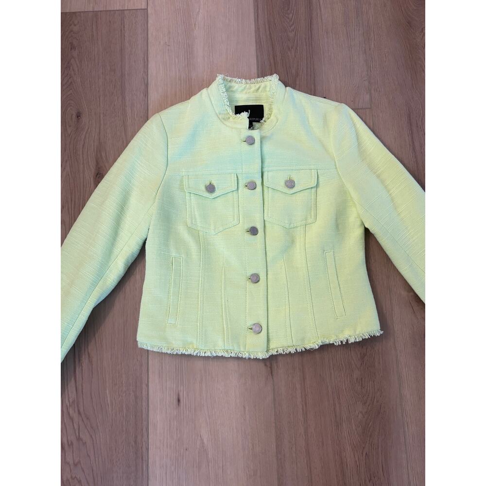 Banana Republic - NWT Bright Green Tweed Jacket Size 2 - Picture 10 of 11